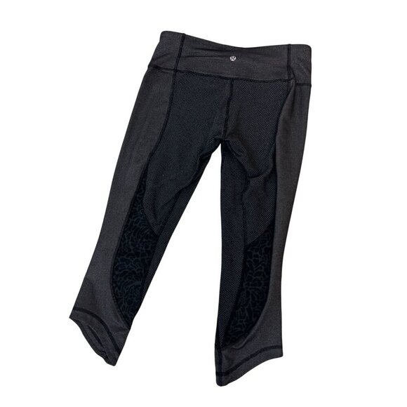 Lululemon Wunder Under Crop Leggings Black Gray animal print 8 - Picture 4 of 6